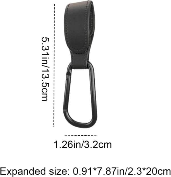 Stroller Bag Hooks, Set of 2, Extra Robust, Black PU Leather, Stroller Hooks, Stroller Accessories