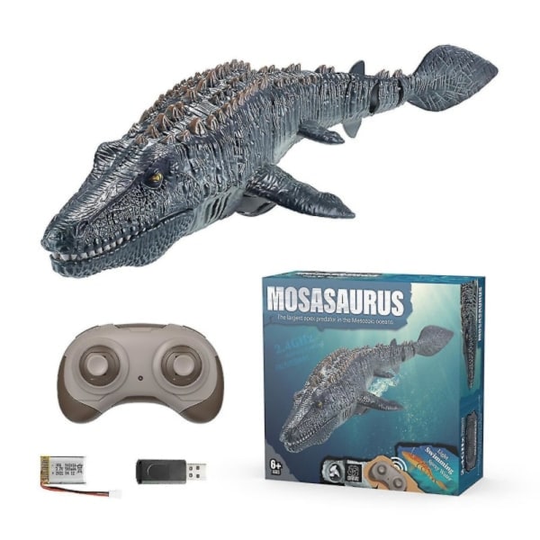Sofirn 100% Ny, Fjernstyrt Mosasaurus Vannleketøy For Barn, 2x500mah Rc Båt Dinosaur 1:18 Høy Simuleringsskala Dino, Med Lys & Spray...