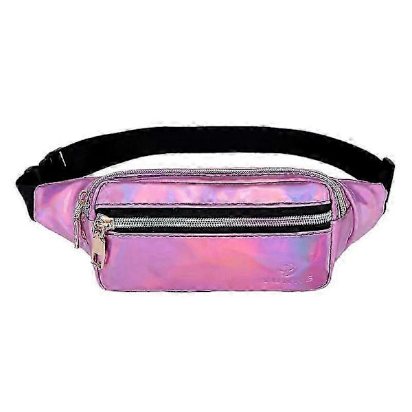 Geestock Mode Midjeväska Dam PVC Justerbar Magväska Holografisk Väska För Resor, Fest, Vandring Löpning, Shopper Midjeväska Magväskor Pink1