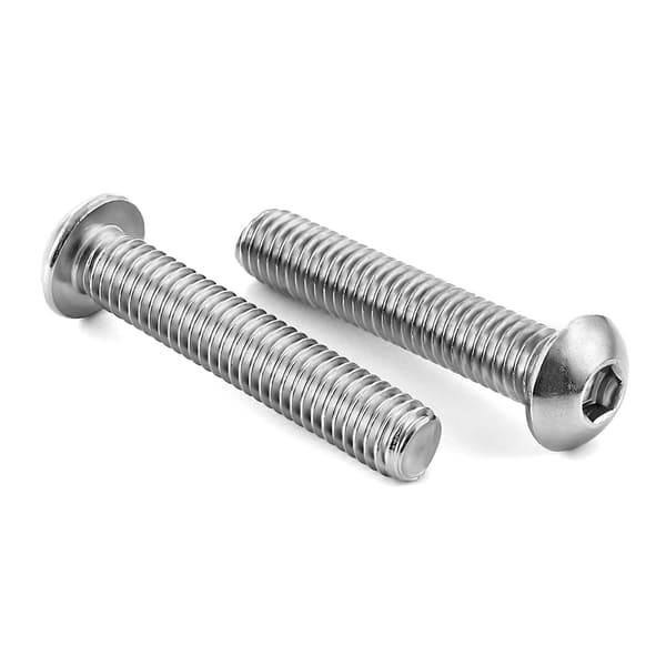10 stk. knapphodeskruer, rustfritt stål, helgjenge, blank overflate, blank overflate