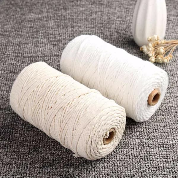 Durable 200m White Cotton Cord Natural Beige Twisted Thread Rope