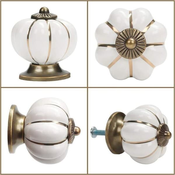 (White) 10 ceramic drawer knobs, furniture knobs for kitchen drawers and cabinets