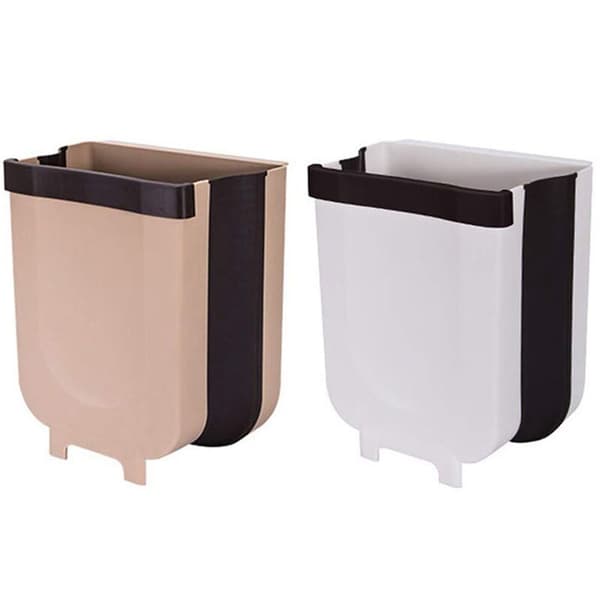 Portable Hanging Trash Can Mini Foldable Waste Bin Garbage Can for Hanging Over Drawer Cabinet Kitchen Bedroom Bathroom A