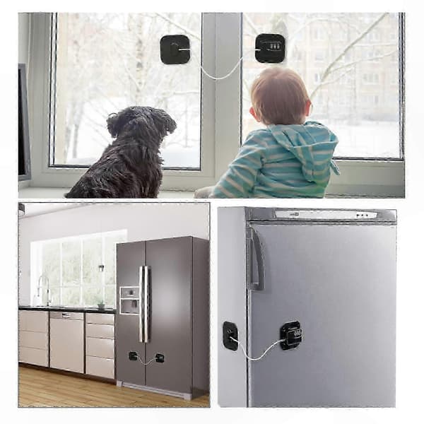 2-pack combination lock for refrigerator, self-adhesive childproof combination lock for cabinets and freezers