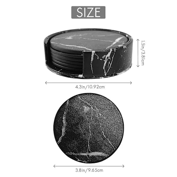 Coasters For Drinks 6-piece With H, Marble Round Mat Set For Home And Kitchen Use