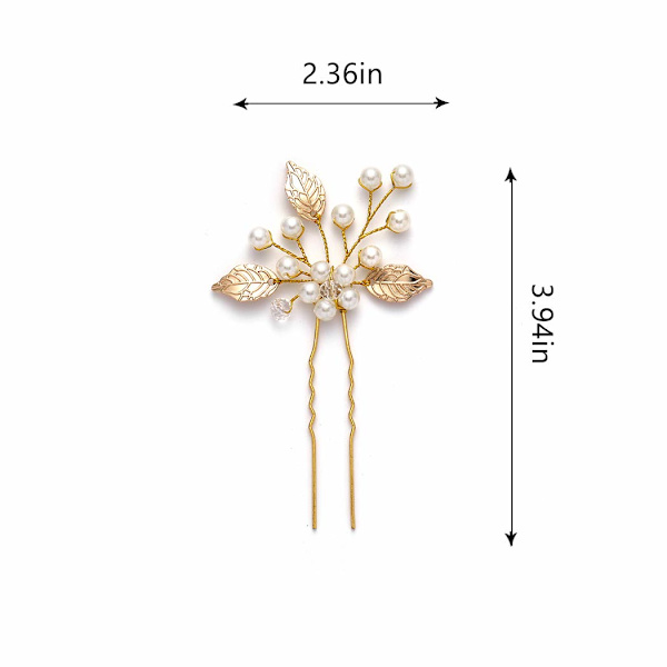 Pärla Brud Bröllop Hårnålar Blad Brud Huvudstycke Blomma