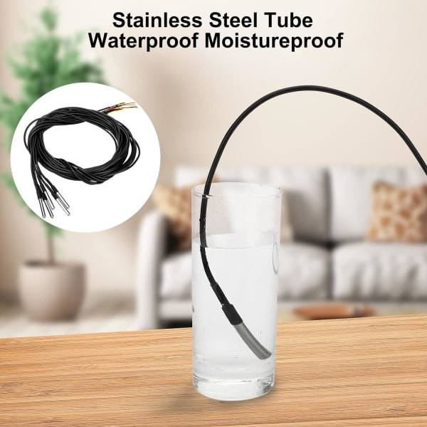 10 stk DS18B20 Digital Temperatursensor, 5 x 3M, 5 x 1M Termisk Kabel Vanntett Sensor -55°C til +125°C Rustfritt Stålrørsensor