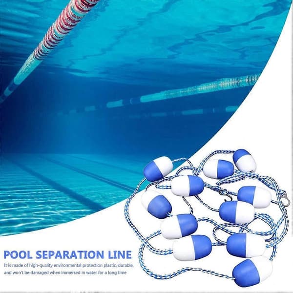 Safety Float Line for Pool with Hooks, Blue and White Divider Line, Pool Accessories