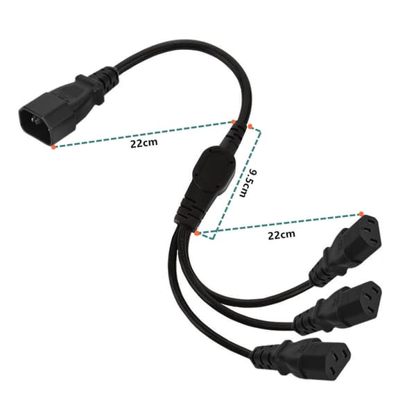 Universal IEC 320 C14 till 3 X C13 Strömkabel - 1 till 3 Splitteradapter