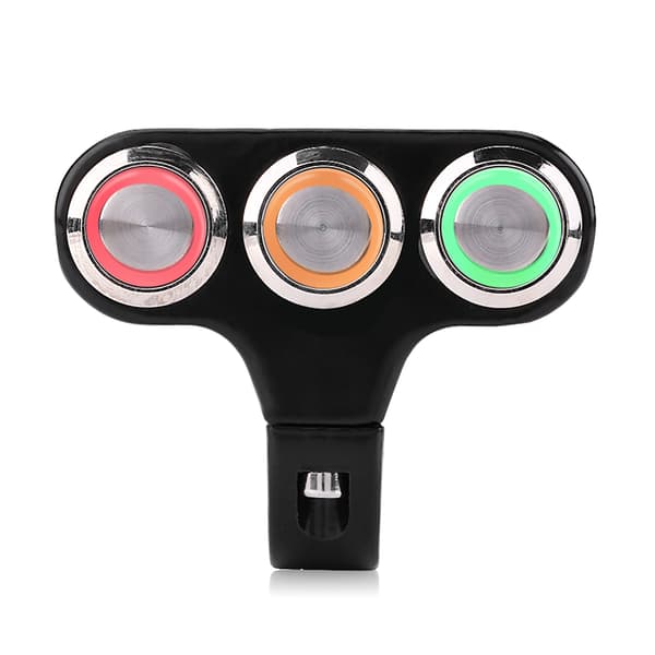 22mm Motorcycle Handlebar Mount Switch Headlight Hazard Brake Fog Light ON/OFF with LED Light