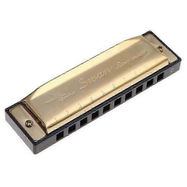 Golden Swan 10-hole harmonica in C major with case_cdb3