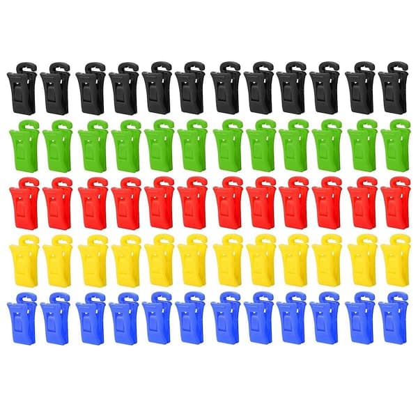 60 sock clips for washing machine and dryer with hooks, laundry clip, white