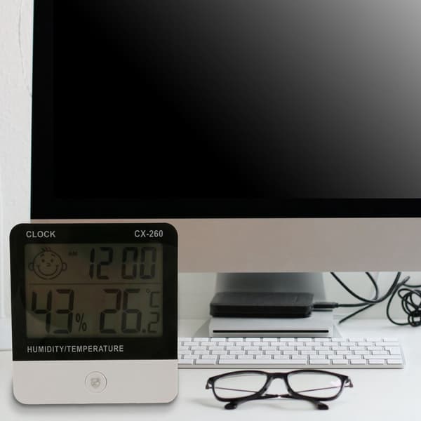 -260 Digital Termometer Hygrometer Fuktighetsklocka Stor LCD Elektronisk Termometer Fuktighetsmätare