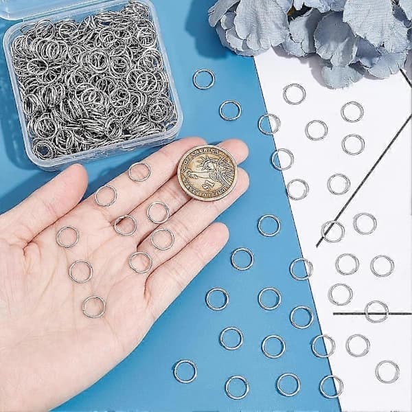 500 stk. 10 mm åbne springringe 18 gauge rustfrit stål runde springringe smykketilbehør til DIY armbånd