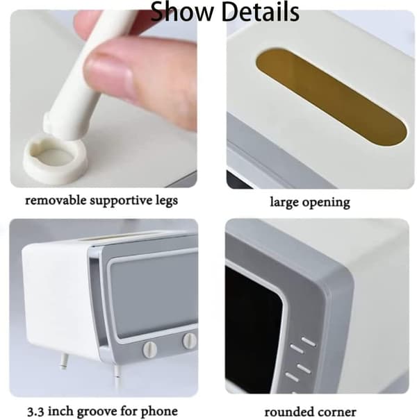 1 Piece (White) 2 in 1 Mobile Phone Display Bracket & TV Tissue Box