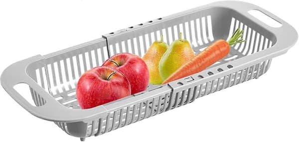 Adjustable Dish Rack - Foldable and Adjustable Dish Rack for Sink, Extendable Dish Rack, Wash Vegetables and Fruits, Drain Cooked Pasta and