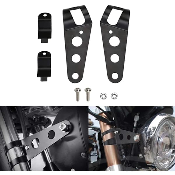 Motorcycle Headlight Mounting Brackets Fork Ear 35mm-46mm for Chopper Cafe Racer (Black), A