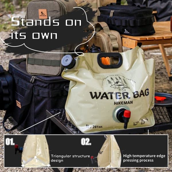 Camping Water Container - Foldable Water Storage Bag with Tap, 8L Drinking Water Container