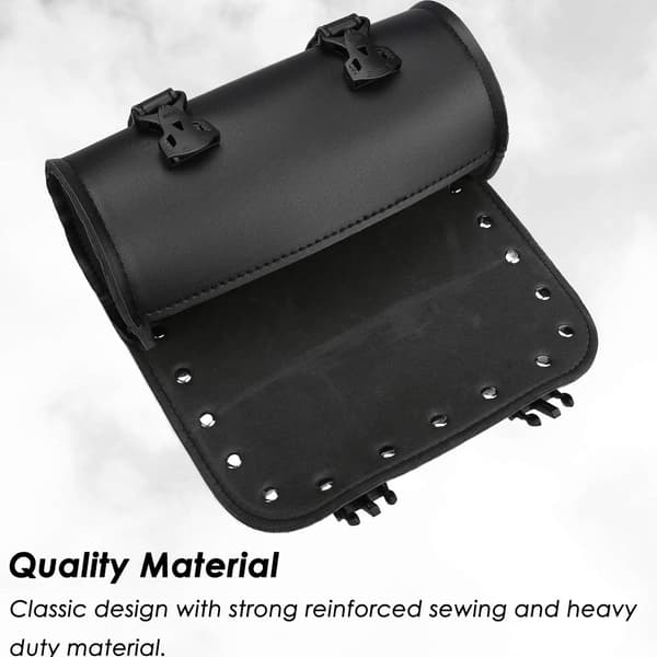 Motorcycle Handlebar Bag Saddlebags, Handmade Leather Motorcycle Fork Bag, Durable Storage Tool Pouch with Straps for Men