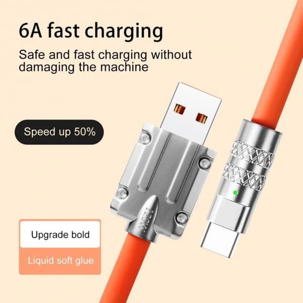 120W 6A Super Charge USB C Charging Cable USB Type-C Charging + Data Transfer 2-in-1 Mobile Phone Cable Green (1M)