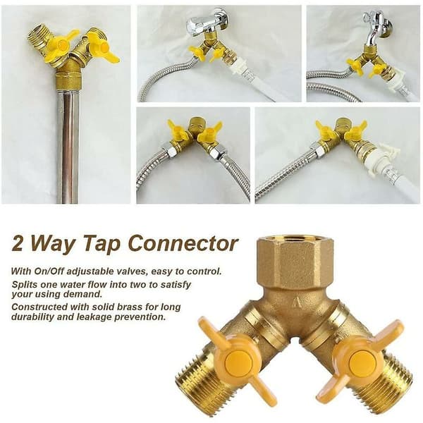 2-vejs vandhaneadapter slangedeler 1/2 tomme messinghane havevandingsudstyr