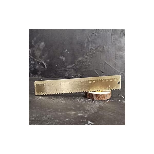 Brass Ruler 20 cm, Metallic Color, Graduated Scale, Compatible with Drawing and Measuring Tools