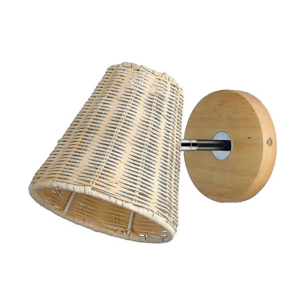 Rattan Wall Lamp, Wall Mounted Bedside Lamp for Hallway