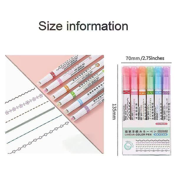 2 Sets Curved Highlighters - Dual Tip with 6 Different Shapes, Highlighters for Writing and Drawing