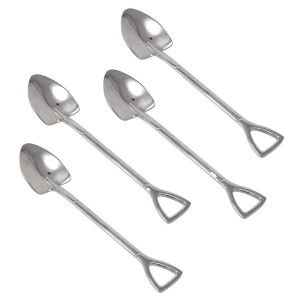4x Teaspoons - Spades, Creative and Cute Spoon-Shaped Teaspoons, Fun Eating Utensils for Home Silver silver