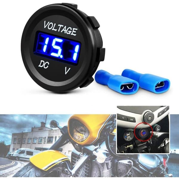 Digital spændingsmåler display voltmeter panel DC 12V LED til lastbil motorcykel køretøj båd ATV UTV blå