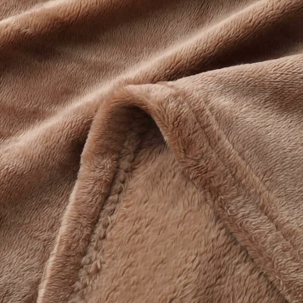 Gosig tæppe, fluffy fleecetæppe, blødt og varmt til sofa og seng, sofatæppe, stuetæppe, 130 x 150 cm beige