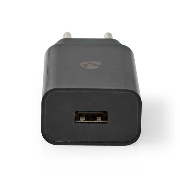 Wall Charger | 12 W | Fast Charging Function | 1x 2.4 A | Number of outputs: 1 | USB-A | Without cable | Single Voltage Output Svart
