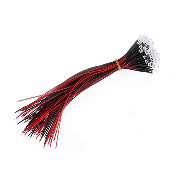 Pre-wired LED Diodes 3 5 10mm White Red Blue Green Light DC 9-12V (50-pack)