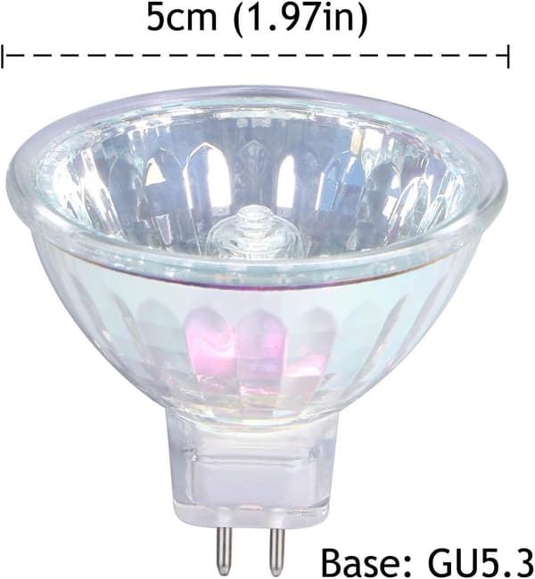 MR16 Halogen Bulbs 20W 12V GU5.3 Spotlights for Ceiling Lighting Dimmable, 36° Beam Angle, 3000K Warm White, 2-Pin Base, 6-Pack