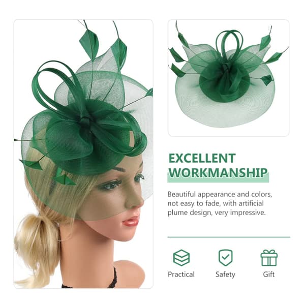 Fascinatorhatter for kvinner Teaparty Pannebånd Hodeplagg Bryllup Cocktail Halloween Tilbehør - -grønn