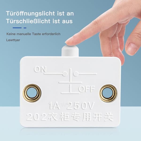 Automatic Light Switch Door Wardrobe Momentary Contact Switch 6pcs Cabinet Doors Cabinet Switch White