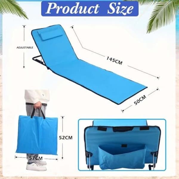 Foldable Beach Mattress Sun Lounger Adjustable Portable for Beach Park Camping
