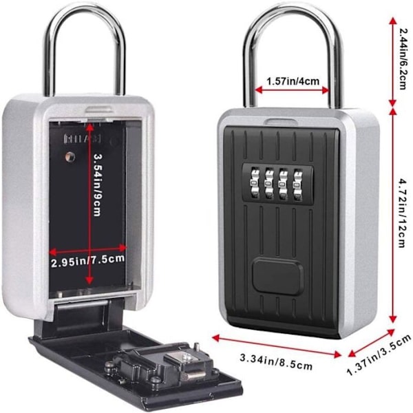 Secure Wall Mounted Key Box with 4-Digit Combination Lock, Extra Large Outdoor Key Safe