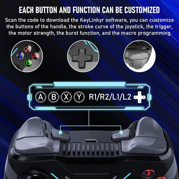 Trådlös handkontroll för Switch/Switch Lite/Switch OLED/iOS/Android/Windows, Switch-handkontroll med väckningsfunktion/programmerbar knapp/justerbar turbo