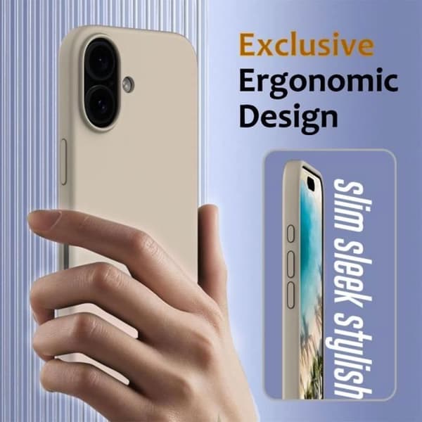 Etui og 2 herdede glass til iPhone 16, ultratynn beskyttelse støtsikker ripebestandig beige-FX-