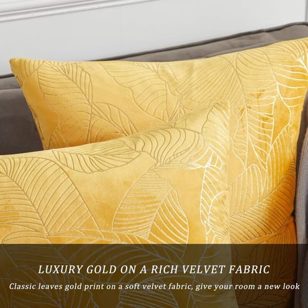 Kuddfodral 50x50cm Sammet Guld Blad Gult Kuddfodral Örngott Kudde För Soffa Sovrum Vardagsrum Set Om 2