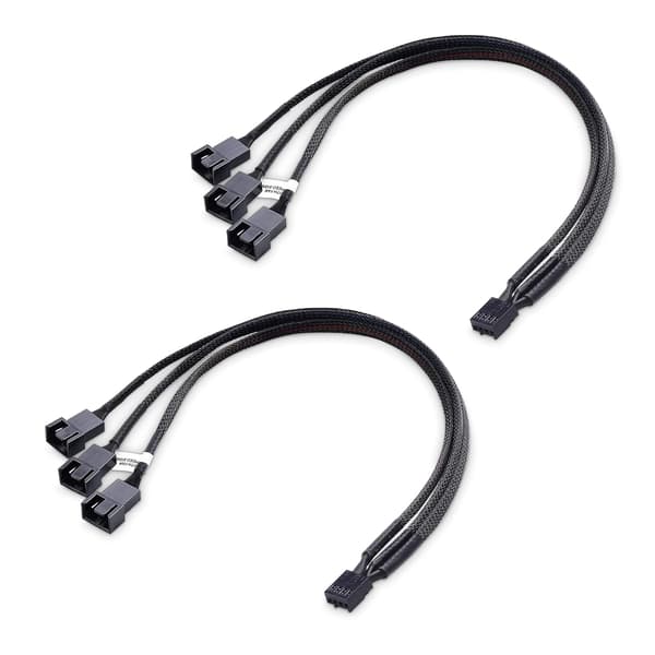 Cable Matters 2-pack 4-pin PWM-splitterkabel 30 cm, 3-vägs splitkabel för datorfläktar, PC-fläktsplitterkabel, 3-vägs splitkabel för fläktar 3 in 1