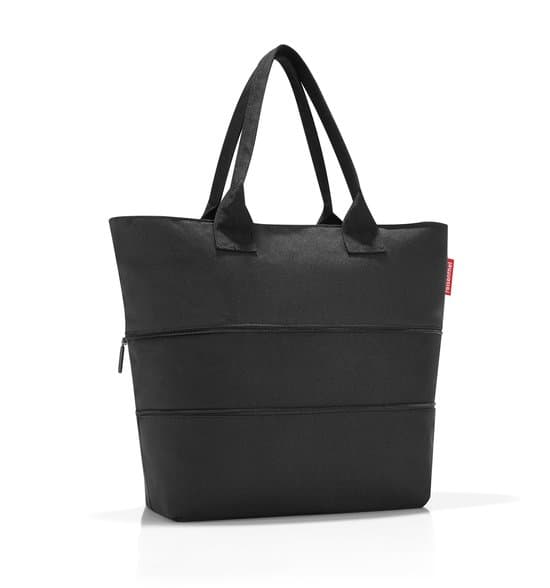 Reisenthel Shopper E1 mulepose, udvidelig 12 til 18L vandafvisende genanvendt polyester med lynlås og inderlomme til indkøb, sort