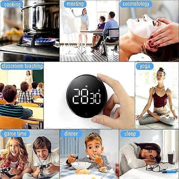 Rund roterende digital timer Stoppeklokke LED 99 minutter 59