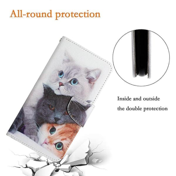 TKdaddy for Samsung Galaxy A17 5G Case Pattern Print Protective Leather Folio Phone Case with Wrist Strap Three Cats