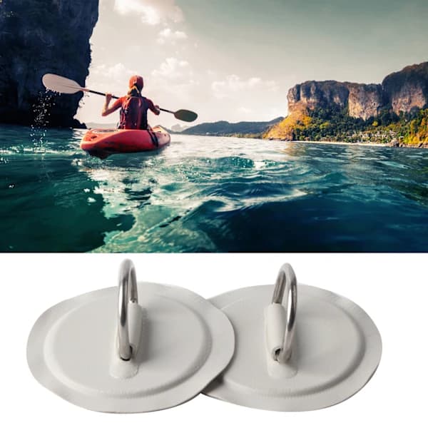 2 stk Oppblåsbar Båt Kajakk D-ring Pad Lapp PVC Marine Rustfritt Stål Fast Spenne (Grå)