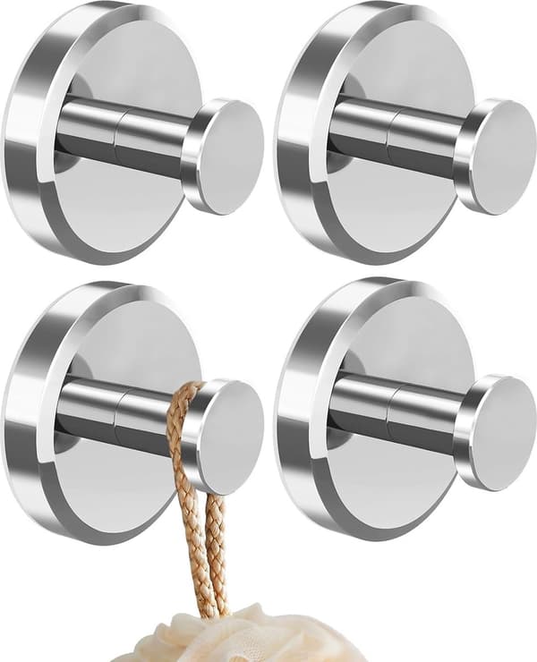 4-pack, vacuum suction cup hooks, powerful vacuum hooks, towel hangers, reusable, suction cup hangers, light silver-FY-