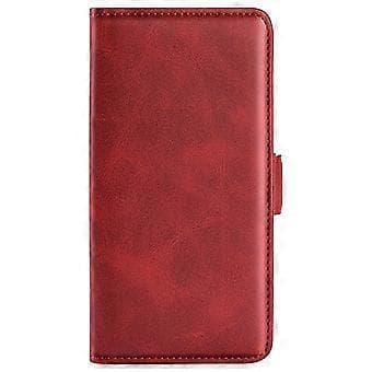 Compatible Case for Samsung Galaxy S24 PU Leather Dual Magnetic Clasp Protective Shell (Red)