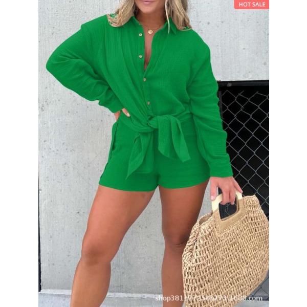 Rosa Laura Romper Dress, Barcelona Breeze Romper Dress Set, Satin Romper Dress Lin Beach Cover up 2-delt sett-3XL