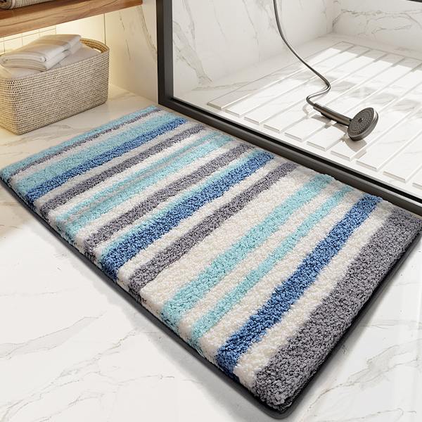 Lyxig Badrumsmatta, Extra Mjuk och Absorberande Polyester Badrumsmatta, Halkfri Plysch Shaggy Badrumsmatta, Maskintvättbar, Badmattor för Badrum 40*60cm